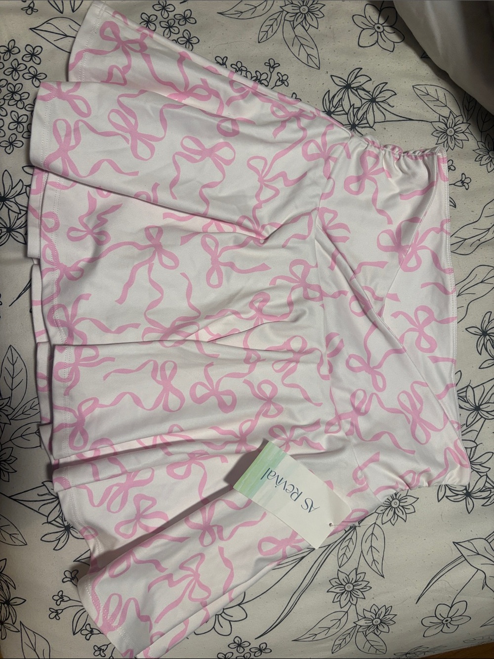 AS Revival White athletic Skirt with Pink Bow Print